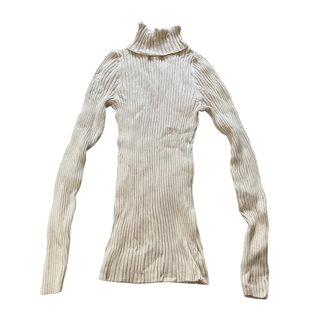 Bailey's Point Juniors Cream Ribbed Turtleneck Sweater Beige‎ Long Sleeve Medium